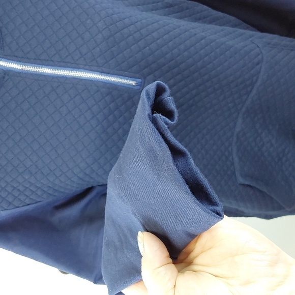 Womens Navy Quilted Textured Navy Blue Hoodie Silver Front Zipper Sz.XL - Picture 5 of 7